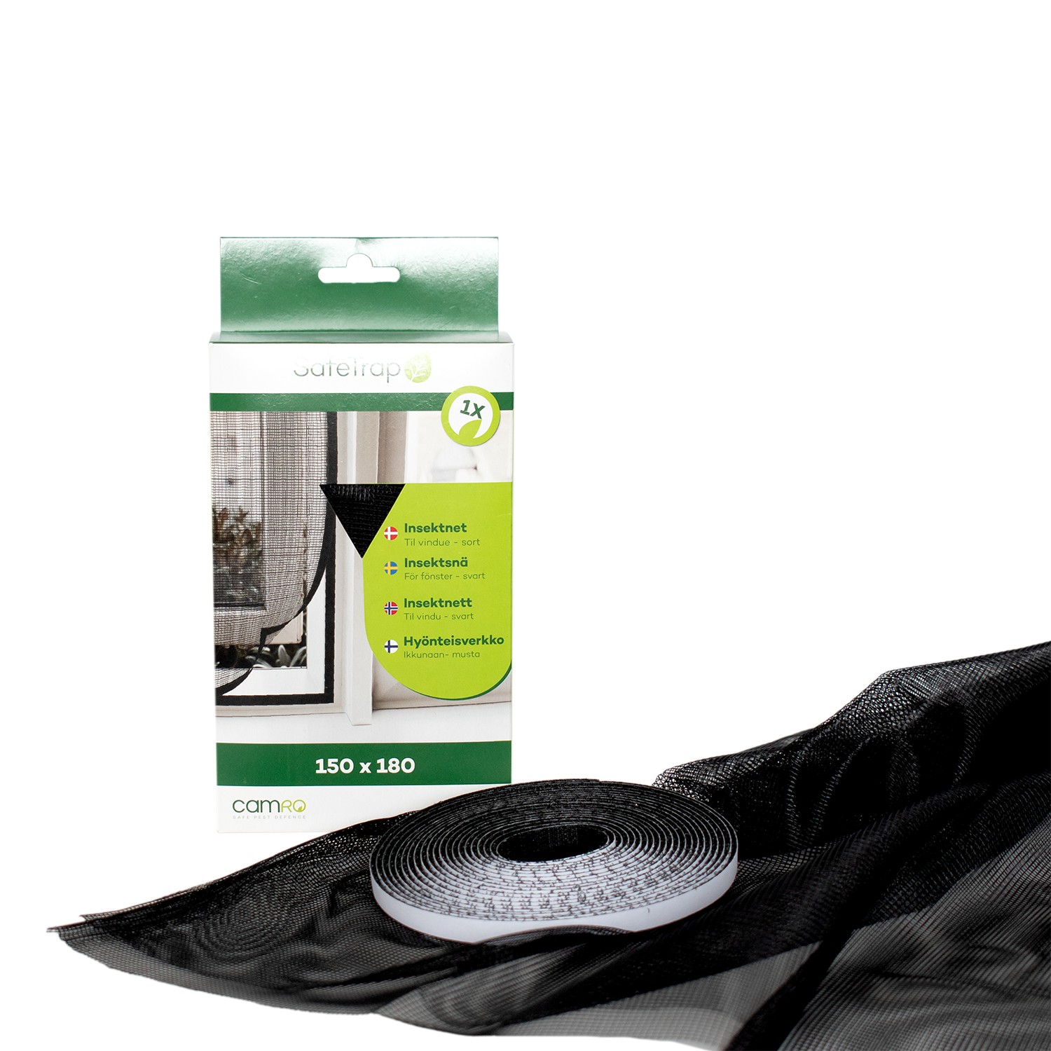 SafeTrap Insektnet til vindue - 180x150, sort