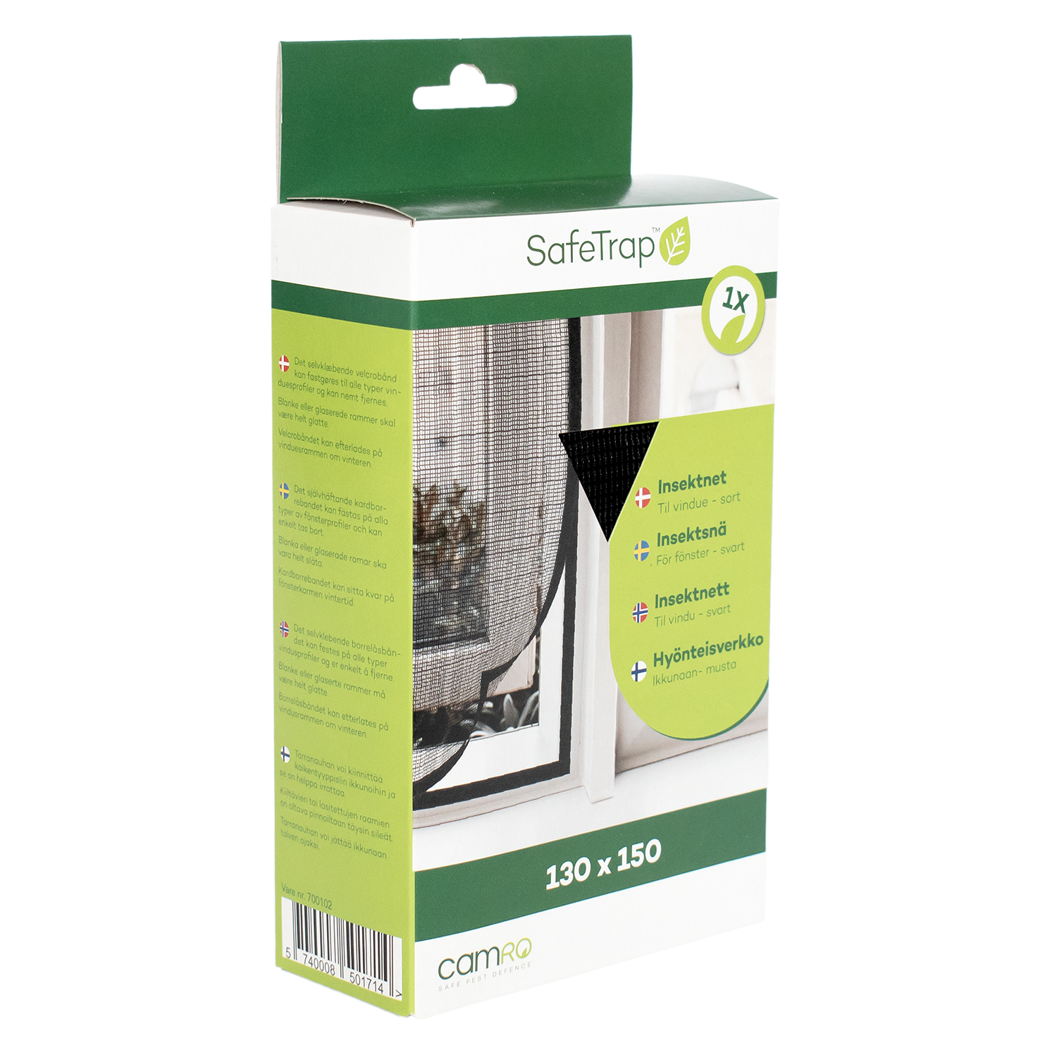 SafeTrap Insektnet til vindue - 130x150, sort