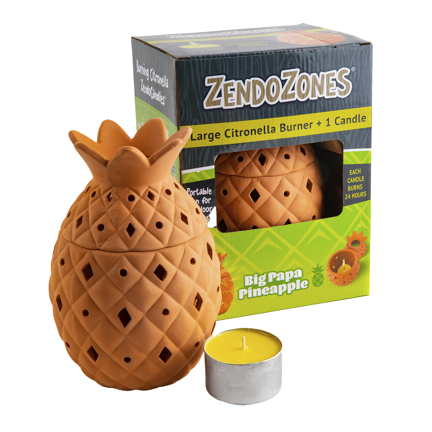 ZendoZones® Lanterne & Citronella lys, Big Papa Pineapple