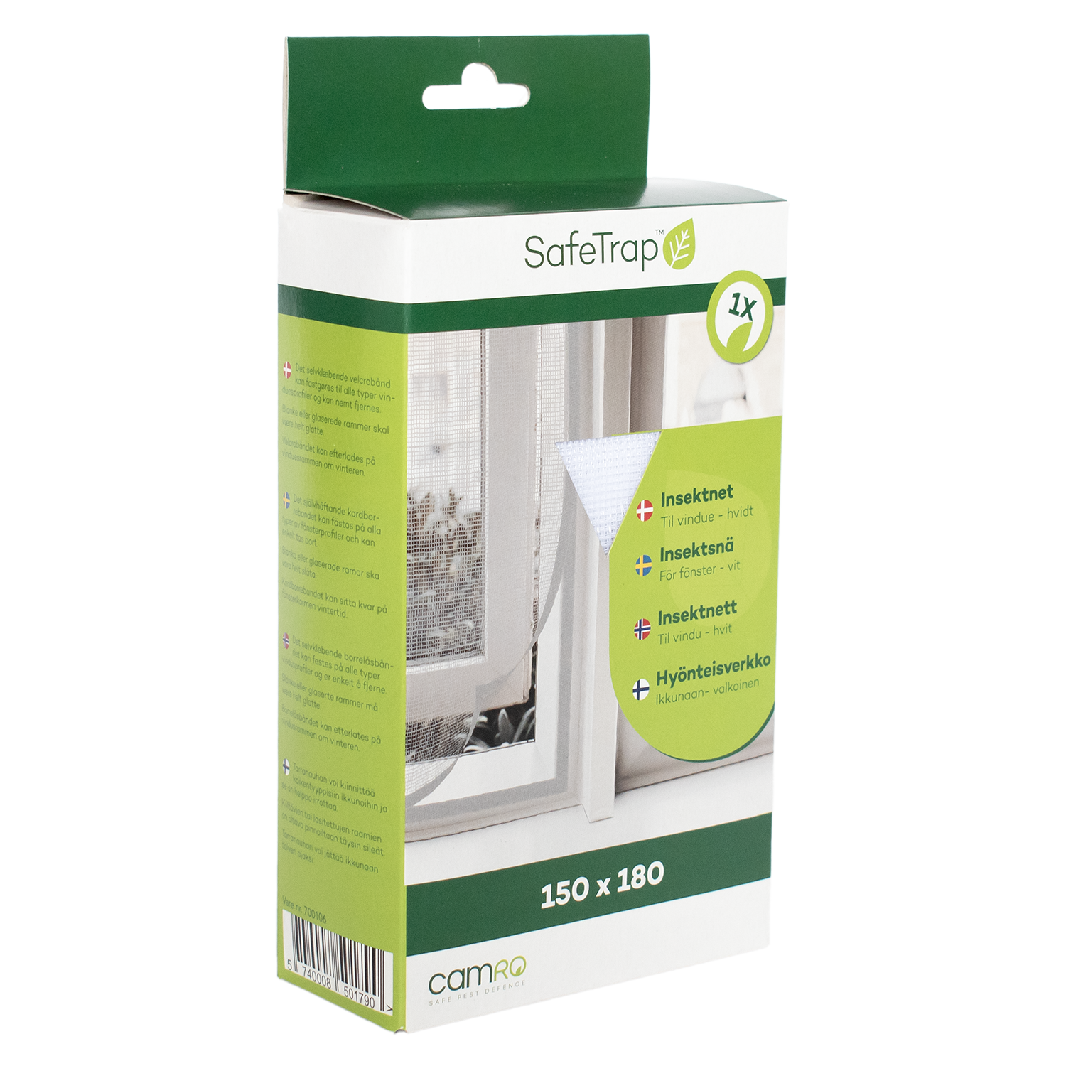 SafeTrap Insektnet til vindue - 180x150, hvid